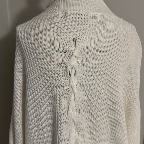 La Charme Off White Sweater Dress Back Tie Detail Long Sleeves - Picture 6 of 12